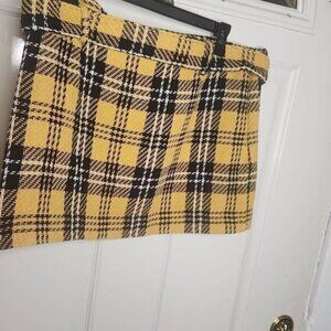 MNG yellow and black plaid mini skirt womens size XL